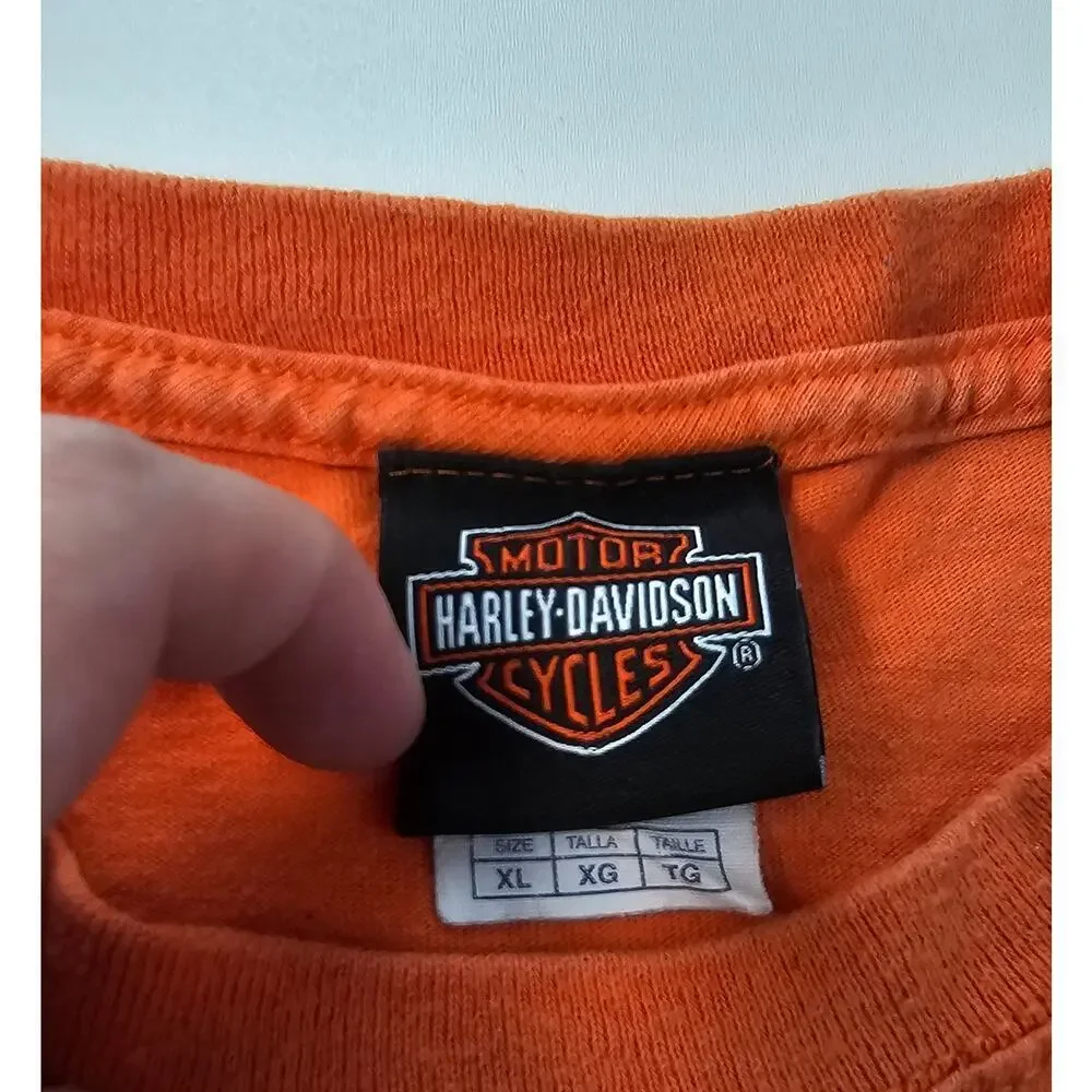 Harley Davidson vintage bright orange Halloween riding shirt XL wild prairie